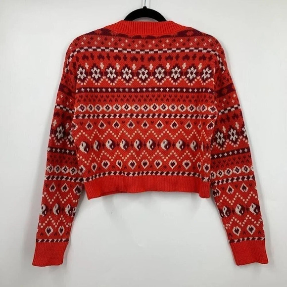 BP Nordstrom Women's Crafted Holiday Fairisle Sweater‎ In Red Scarlet Size S NWT - Picture 3 of 11
